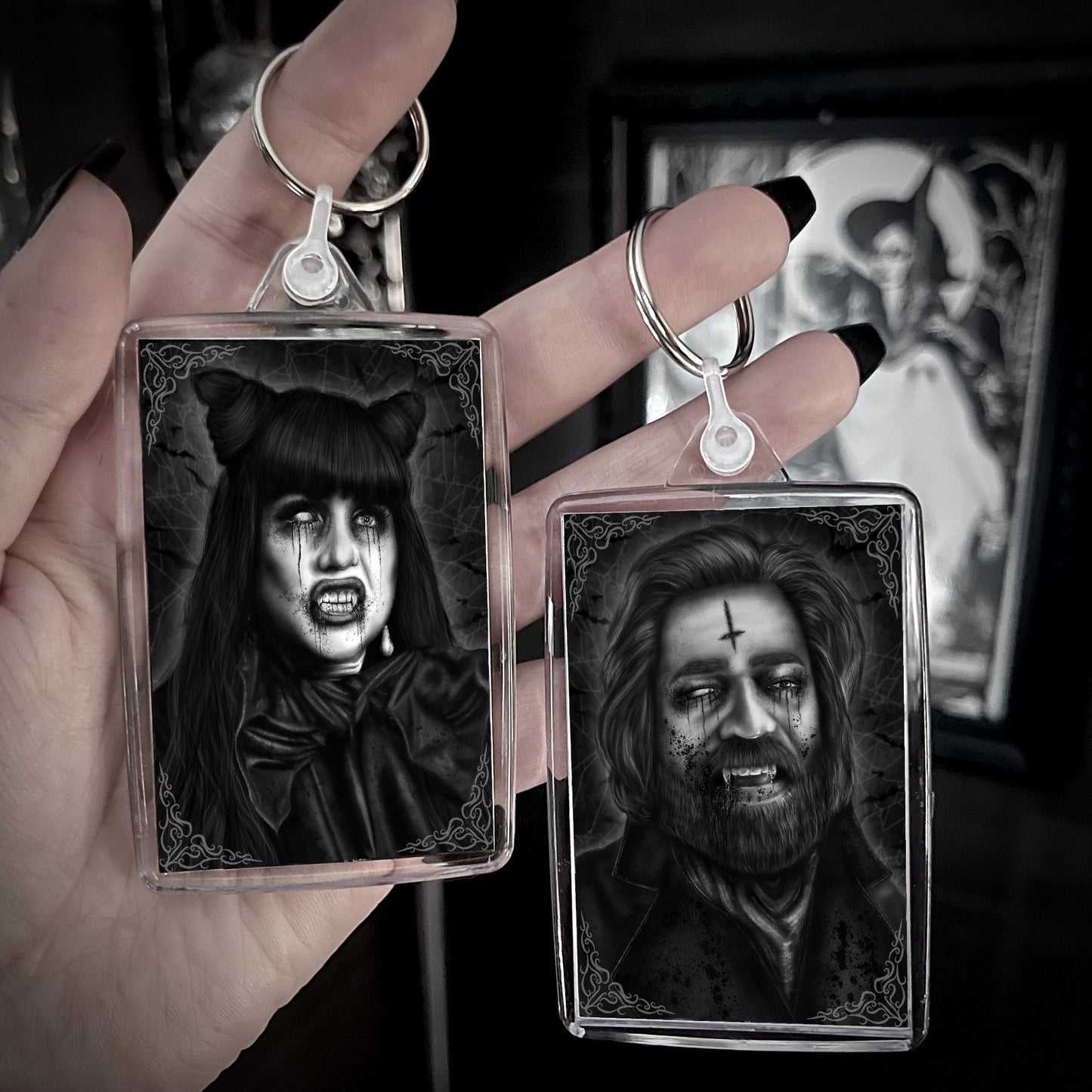 LAST ONE Nadja and Laszlo Double-Sided Keyring