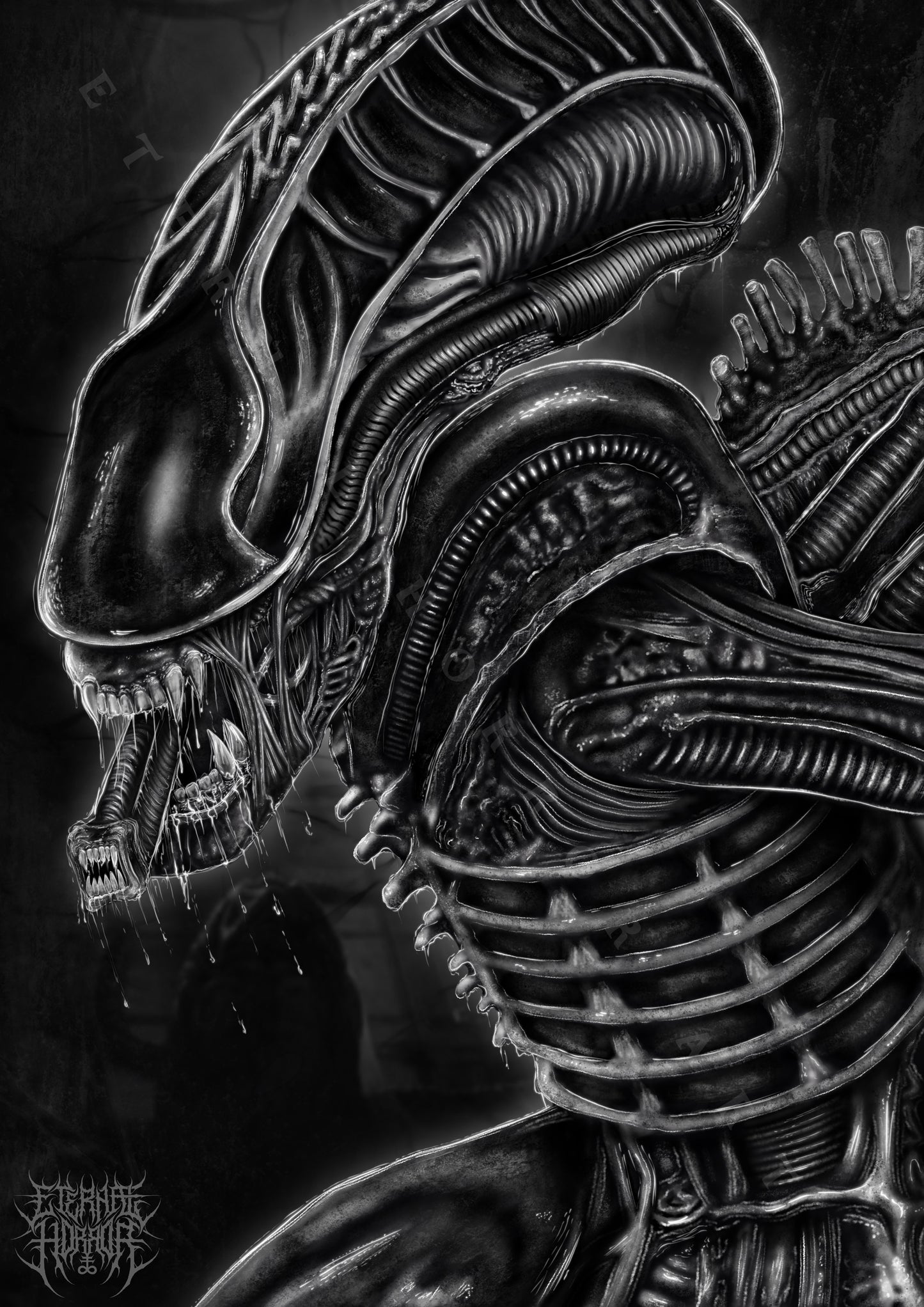 Alien Xenomorph Gothic Portrait Art Print