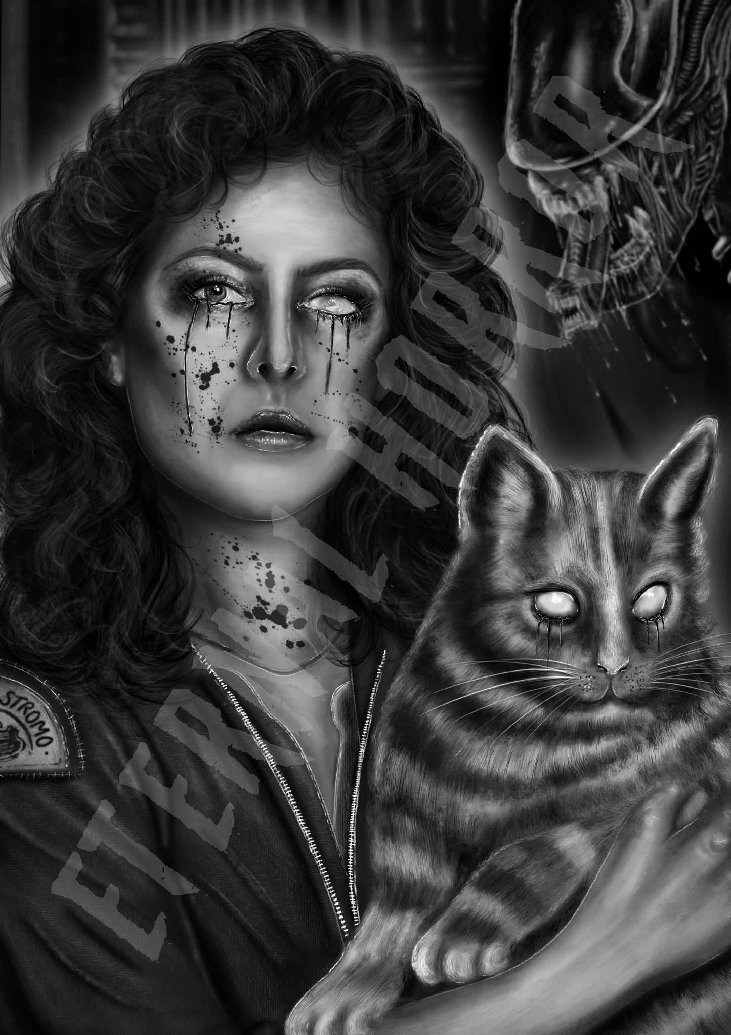 Ripley and Jonesy Alien Print