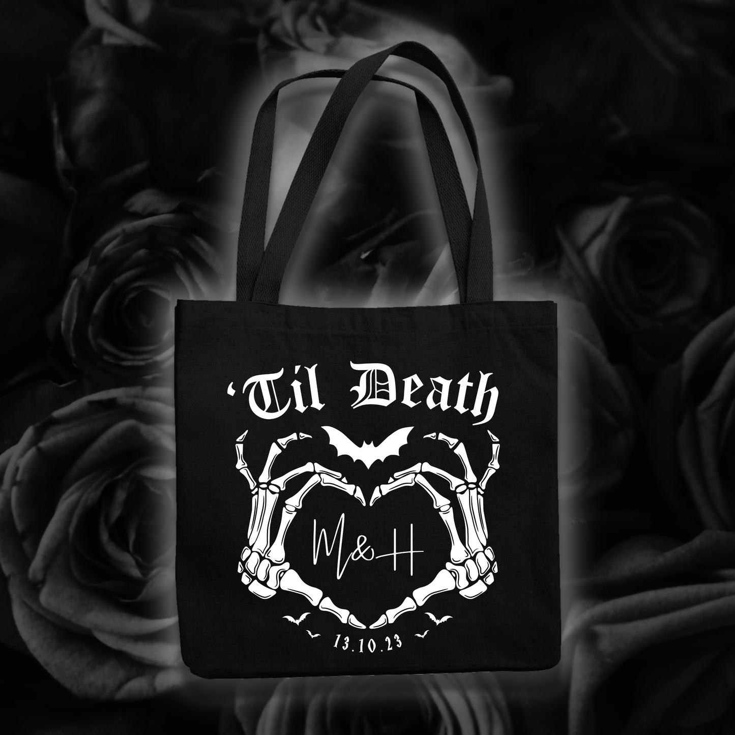 'Til Death Custom Initials Tote Bag