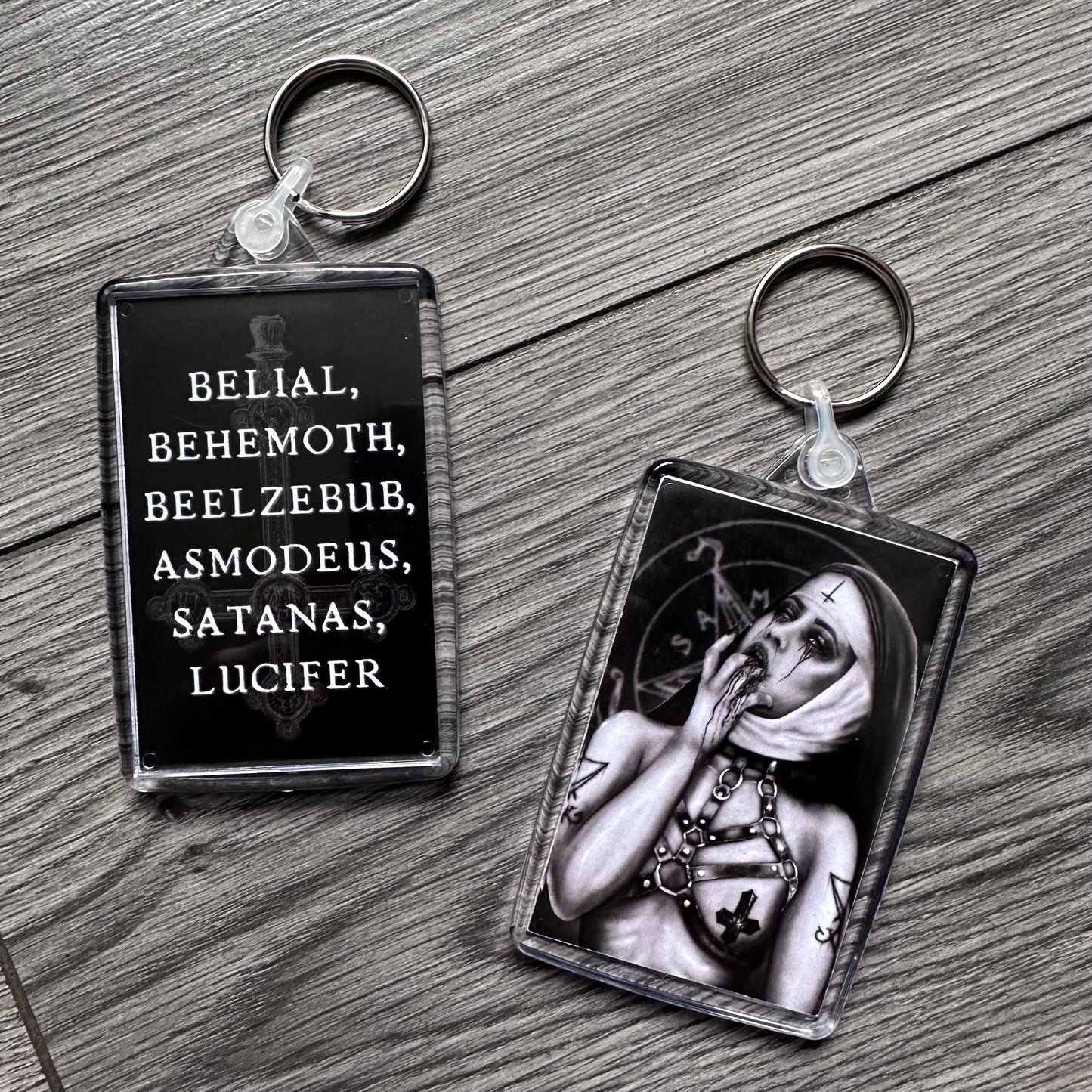 Christian Woman & Demons Keyring