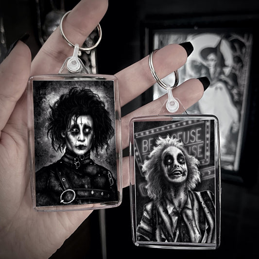 SALE Edward Scissorhands & Beetlejuice Keyring