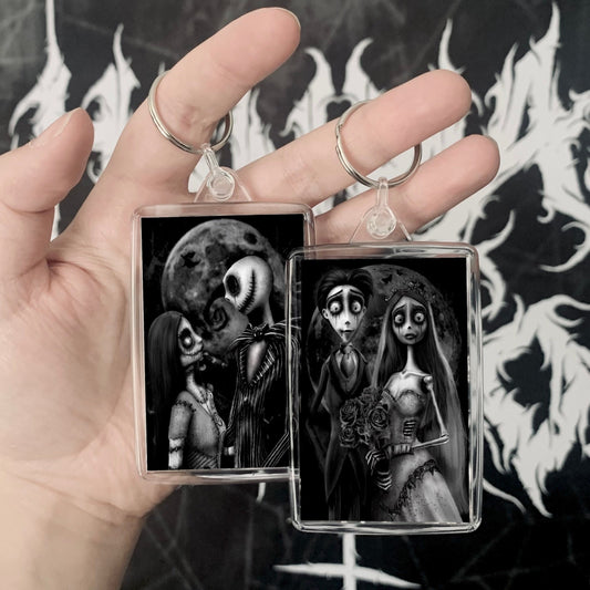 Jack & Sally and Corpse Bride Keyring